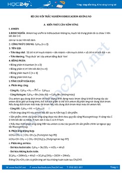 160 câu trắc nghiệm Hiđrocacbon không no có đáp án