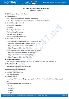 Đề cương ôn thi học kì 2 môn Tin học lớp 6 năm 2017