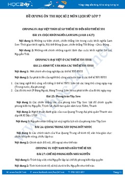 Đề cương ôn thi học kì 2 môn Lịch sử lớp 7 năm 2017