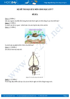 Bộ đề thi học kì 2 môn Sinh học lớp 7