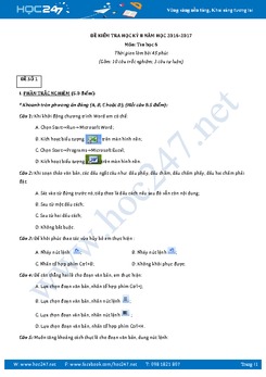 5 Đề thi học kì 2 môn Tin học lớp 6 có đáp án năm 2017