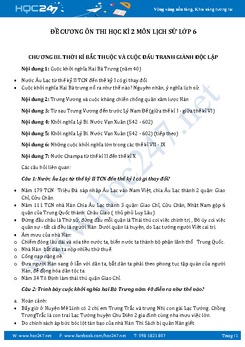 Đề cương ôn thi học kì 2 môn Lịch sử lớp 6 năm 2017