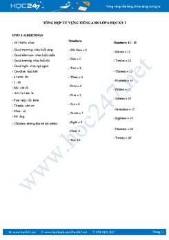 Tổng hợp từ vựng tiếng Anh lớp 6 học kỳ I