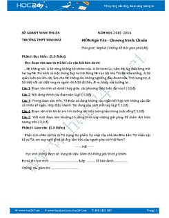 Đề thi học kì 2 Ngữ văn lớp 12 trường THPT Ninh Hải