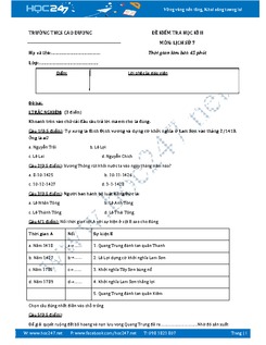 Đề thi học kì 2 môn Lịch sử lớp 7 năm 2016 - Trường THCS Cao Dương