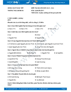 Đề thi học kì 2 môn Lịch sử lớp 7 năm 2016 - Trường THCS Chánh An