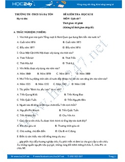 Đề thi học kì 2 môn Lịch sử lớp 7 năm 2016 - Trường THCS Đạ Tồn