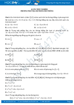 40 câu Trắc nghiệm phương pháp tọa độ trong mặt phẳng Oxy