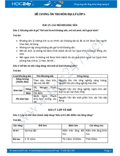 Đề cương ôn thi học kì 2 môn Địa lý  lớp 6 năm 2017