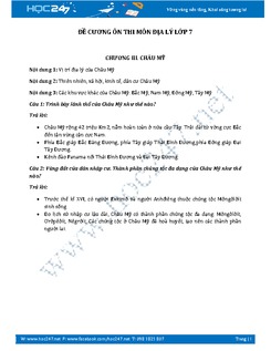 Đề cương ôn thi học kì 2 môn Địa lý  lớp 7 năm 2017