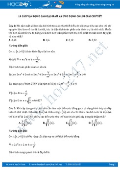 14 câu trắc nghiệm đạo hàm và ứng dụng vận dụng cao có giải chi tiết