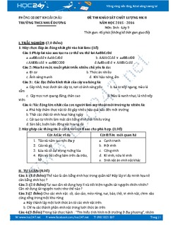 Đề thi học kì 2 môn Sinh học lớp 9 Trường THCS Nhuế Dương
