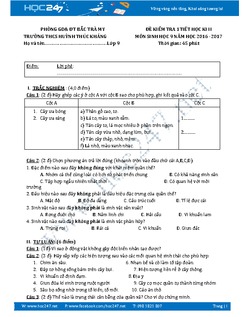 Đề thi học kì 2 môn Sinh học lớp 9 Trường THCS Huỳnh Thúc Kháng