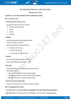 Đề cương ôn thi học kì 2 môn Công nghệ lớp 11 năm 2017