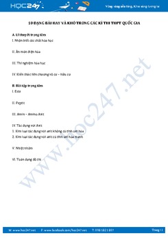 10 Dạng bài vận dụng cao môn Hóa ôn thi THPT Quốc Gia có giải chi tiết