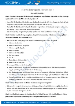 Đề cương ôn thi học kì 2 môn Công nghệ lớp 9 năm 2017