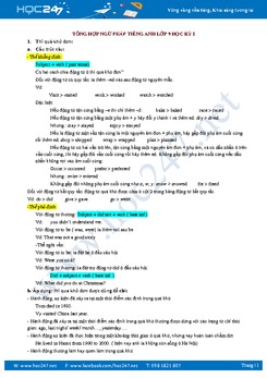 Tổng hợp ngữ pháp Tiếng Anh lớp 9 học kỳ I