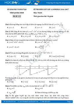 Đề thi thử THPT QG 2017 môn Toán Sở GD&ĐT Quảng Ninh lần 1 có đáp án