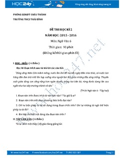 Đề thi học kì 2 Ngữ văn 6 năm 2016 THCS Thái Bình