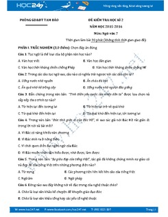 Đề thi học kì 2 môn Ngữ văn lớp 7 năm 2016 - Phòng GD&ĐT Tam Đảo