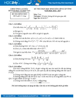 Đề thi HSG Toán 8 cấp tỉnh năm 2017 Sở GD&ĐT Lai Châu có đáp án