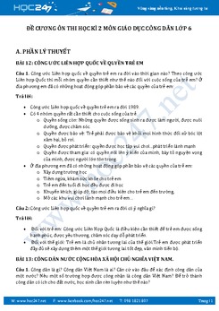 Đề cương ôn thi học kì 2 môn GDCD lớp 6 năm 2017