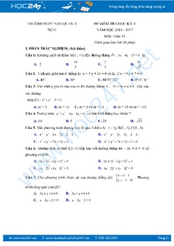 Bộ 6 đề thi học kì 2 môn Toán lớp 10 THPT Nho Quan A - Ninh Bình năm học 2016-2017