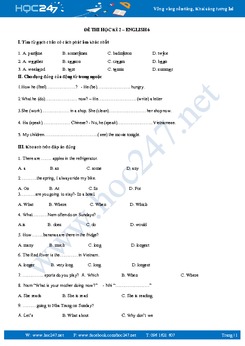 Đề thi học kỳ 2 tự luyện lớp 6 môn tiếng Anh năm 2017