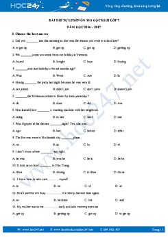 Bài tập tự luyện ôn thi học kỳ II môn tiếng Anh lớp 7 năm 2017