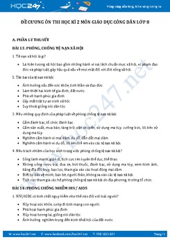 Đề cương ôn thi HK 2 môn GDCD lớp 8 năm 2017