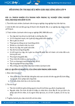 Đề cương ôn thi học kì 2 môn GDCD lớp 9 năm 2017