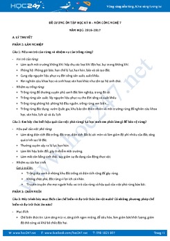 Đề cương ôn thi học kì 2 môn Công nghệ lớp 7 năm 2017