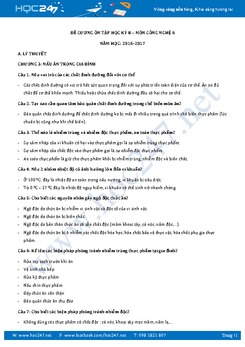 Đề cương ôn thi học kì 2 môn Công nghệ lớp 6 năm 2017