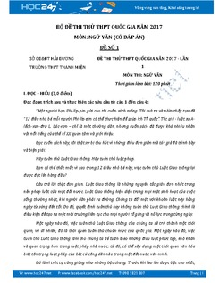Bộ 10 đề thi thử THPT Quốc gia môn Ngữ văn năm 2017