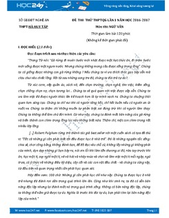 Đề thi thử THPT Quốc gia Ngữ văn năm  2017 THPT Hà Huy Tập