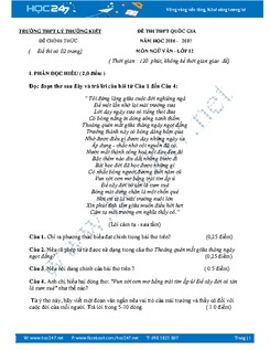 Đề thi thử THPT Quốc gia Ngữ văn năm 2017 THPT Lý Thường Kiệt