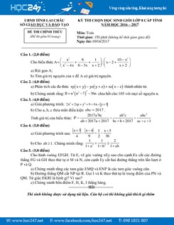 Đề thi HSG Toán 8 cấp tỉnh năm 2016-2017 Sở GD&ĐT Lai Châu có đáp án