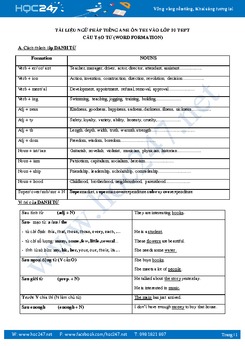 Tài liệu ôn thi tuyển sinh lớp 10 THPT phần cấu tạo từ