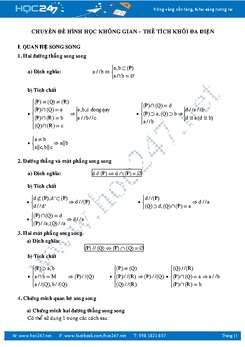 Ôn tập Khối đa diện và thể tích Hình học 12