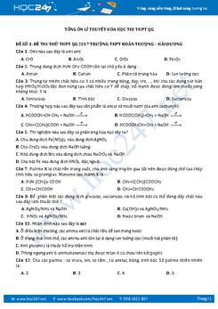 Trắc nghiệm lí thuyết Hóa học ôn thi THPT QG 2017 có đáp án