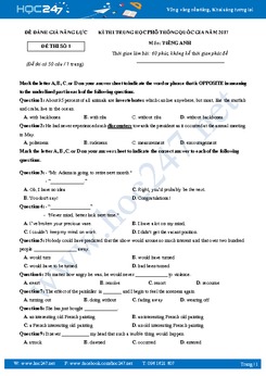 Tuyển tập đề thi thử THPT Quốc gia môn tiếng Anh năm 2017 có đáp án