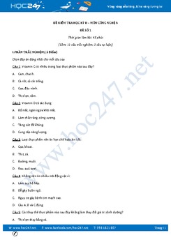 5 Đề thi học kì 2 môn Công nghệ lớp 6 có đáp án năm 2017