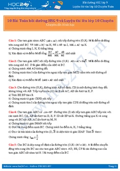10 Bài Toán bồi dưỡng HSG 9 và Luyện thi lên lớp 10 Chuyên (Chuyên đề: Hình học)