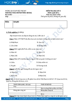 Đề thi học kì 2 môn Lịch sử lớp 6 năm 2016 - Trường THCS Huỳnh Thúc Kháng