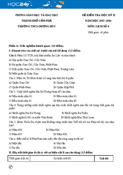 Đề thi học kì 2 môn Lịch sử lớp 8 năm 2016 - Trường THCS Dương Huy