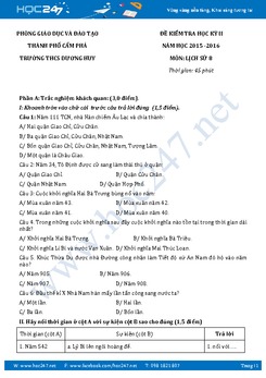 Bộ 4 đề thi học kì 2 môn Lịch sử lớp 8 năm 2017