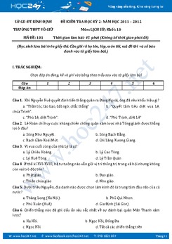 Bộ 2 đề thi học kì 2 môn Lịch sử lớp 10 năm 2017