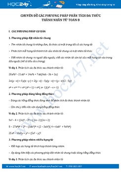 Chuyên đề Các phương pháp phân tích đa thức thành nhân tử Toán 8