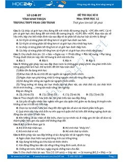 Đề thi học kì 2 môn Sinh học lớp 12 Trường THPT Phan Chu Trinh.