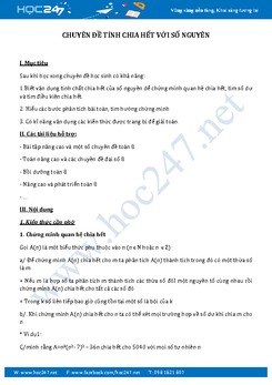 Chuyên đề Tính chia hết  với số nguyên